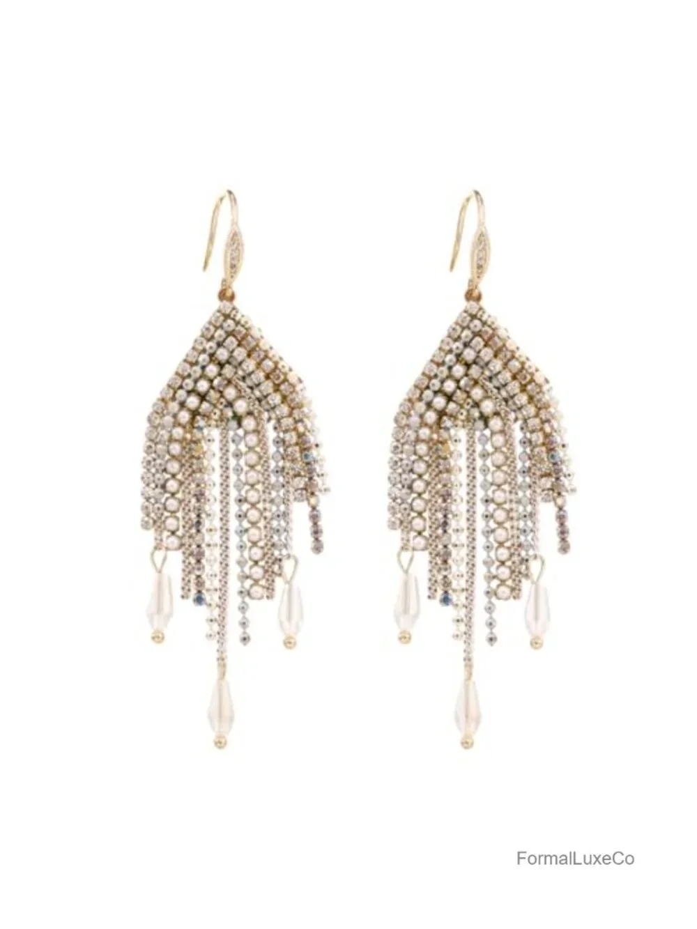 Fringe Tassel Earrings Handcrafted Chandelier Long Bohemian Beaded Crystal